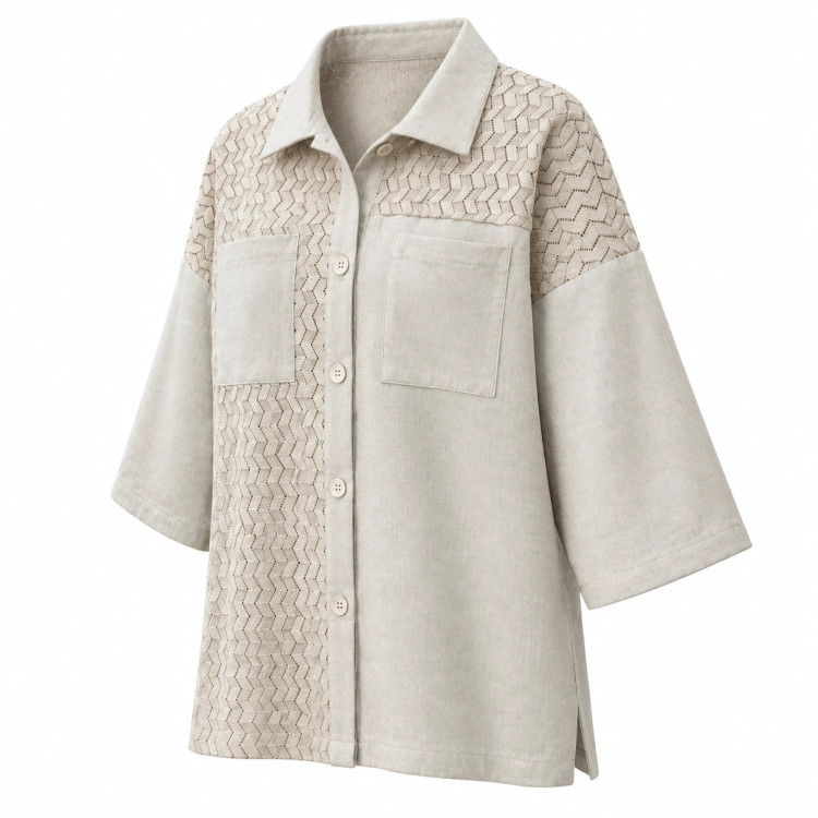 شومیز زنانه مزونی ترکیبی دو جیب کد 5970